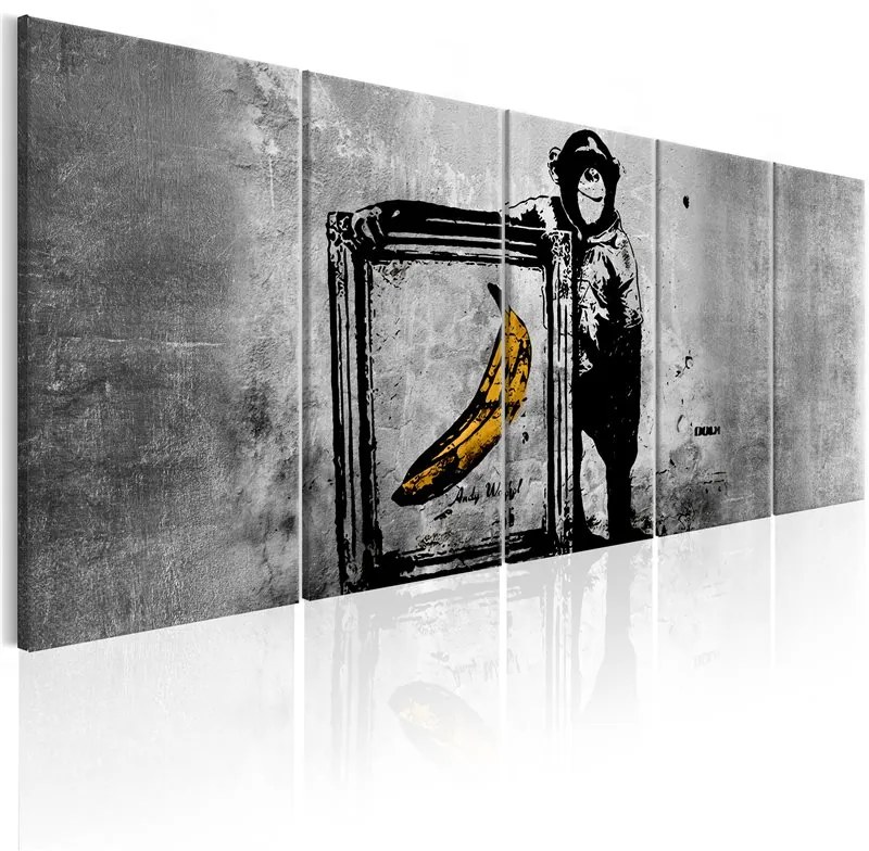 Quadro Banksy  Monkey with Frame  Colore bianco e nero, Dimensioni e Misure 200x80