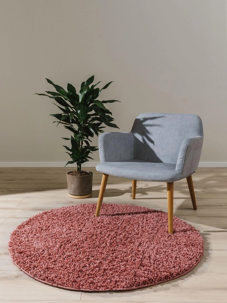 benuta Basic Tappeto a pelo lungo Soho Rosa ø 160 cm rotondo - Tappeto design moderno soggiorno