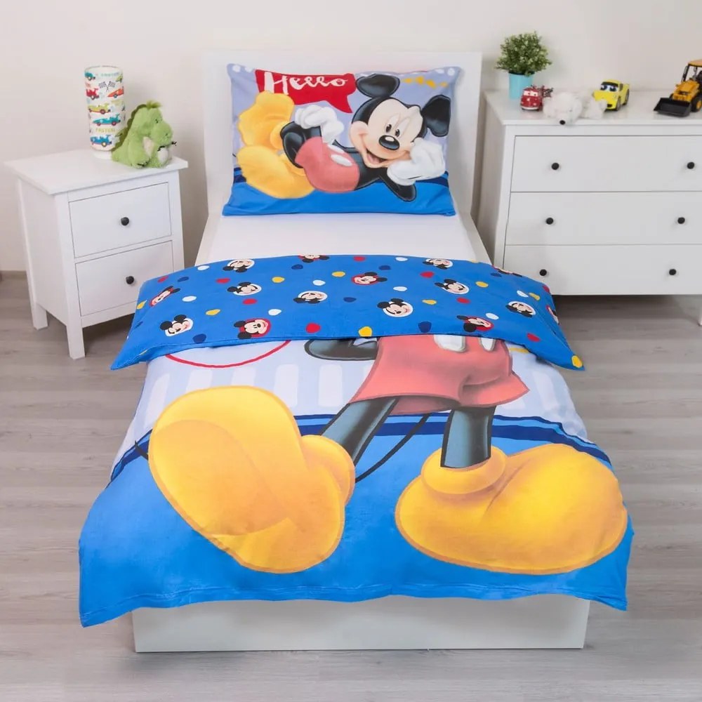 Biancheria da letto per bambini in cotone per letto singolo 140x200 cm Mickey "Hello" – Jerry Fabrics