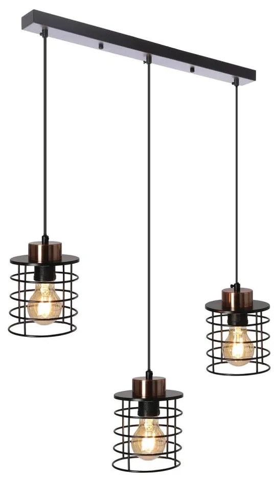 Lampadario a sospensione con filo GLOB 3xE27/40W/230V nero