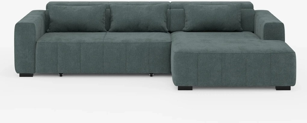 Doric Divano angolare con penisola e sedute allungabili con relax elettrico - poggiatesta reclinabili in tessuto smacchiabile T23
