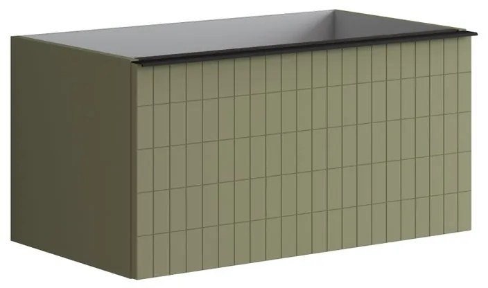 Mobile da bagno sotto lavabo Pixel grid frontale verde salvia e maniglia alluminio nero laccato opaco L 80 x H 40 x P 45.5 cm 1 cassetto, lavabo non incluso