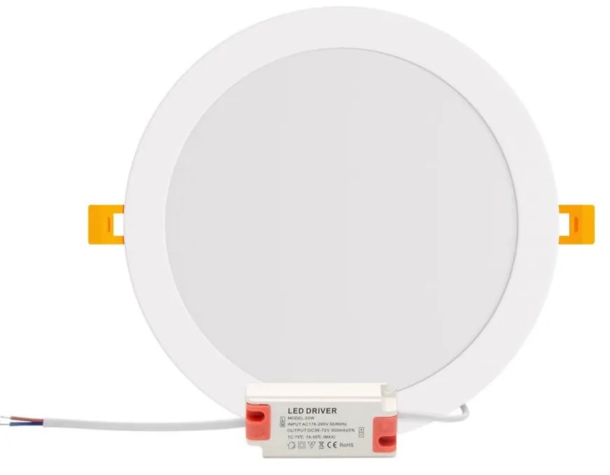 Pannello LED Rotondo 20W 2.000lm Foro Ø205-210mm Osram chip LED Colore Bianco Caldo 3.000K