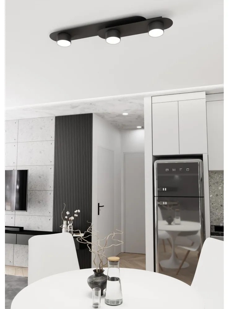Lampada da soffitto in acciaio STILO 3 nera da interno 3xGX53 Colore del corpo Nero