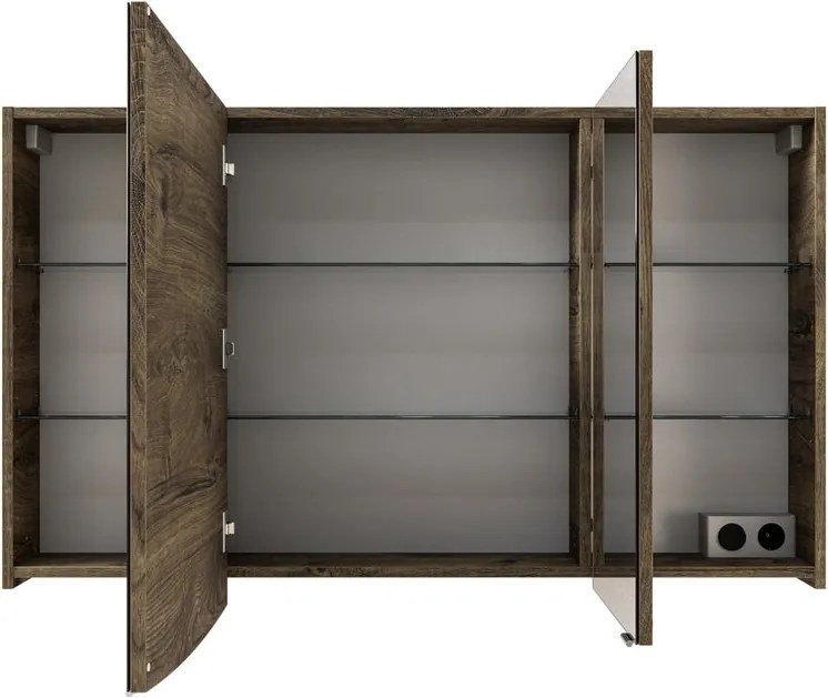 Specchio Contenitore Contea Con Illuminazione PELIPAL sinistro rovere ribbeck L 120 x H 70 x P 17 cm, completo di presa ed interuttore