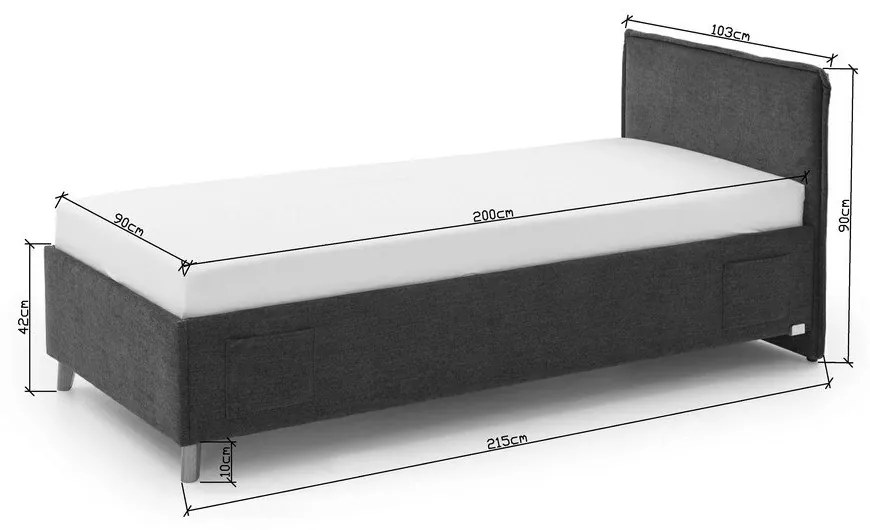 Letto da bambini blu scuro imbottito con contenitore con rete inclusa 90x200 cm Fun – Meise Möbel