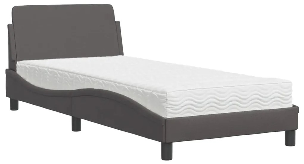 Letto con materasso grgio 90x200 cm in similpelle