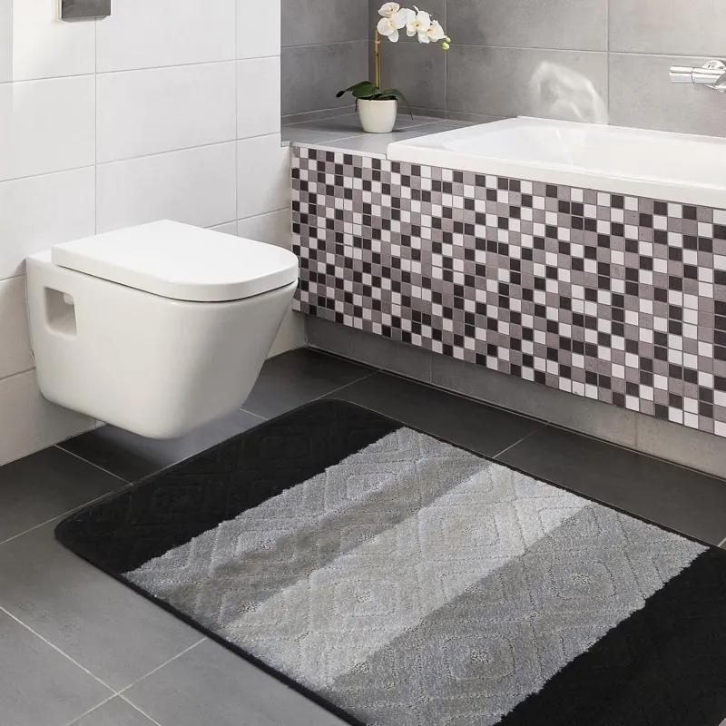 Tappeto da bagno in due pezzi nero e grigio 50 cm x 80 cm + 40 cm x 50 cm