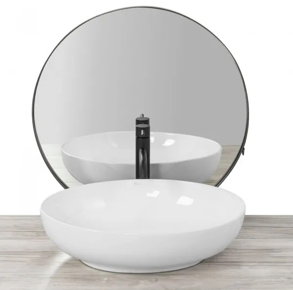 REA-U8198 - Lavabo da appoggio CAROLA SLIM 39x51,5 cm ceramica/bianco lucido