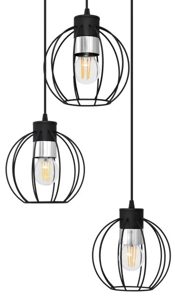 Lampadario a sospensione con filo STARLIGHT 3xE27/15W/230V nero/argento