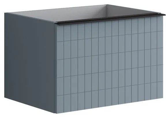 Mobile da bagno sospeso sotto lavabo L 60 x H 40 x P 45.5 cm blu laccato opaco, 2 cassetti Pixel grid