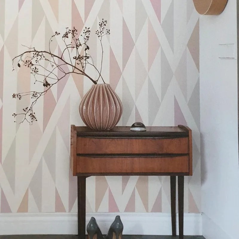 Fotomurale ESTA Rombi, bianco rosa 139X280 cm