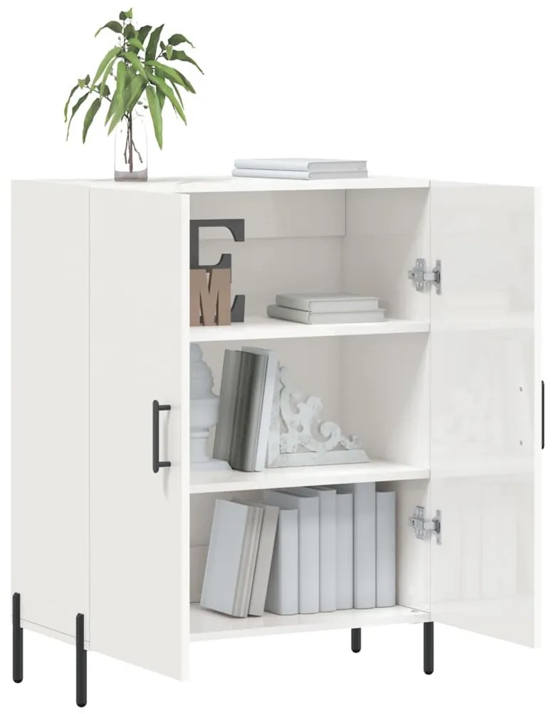 Credenza 69,5x34x90 cm in legno multistrato bianco lucido