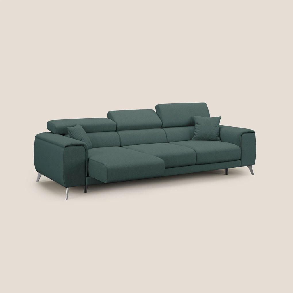 Fusion divano con 3 sedute allungabili in tessuto smacchiabile T05 verde