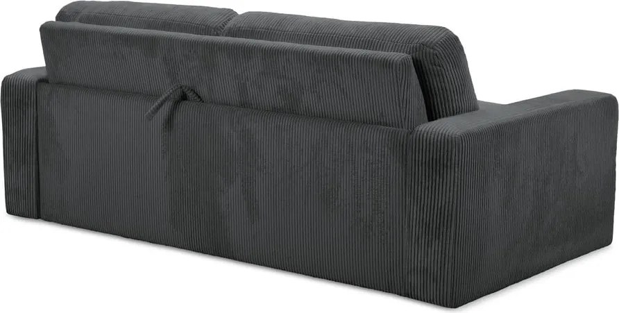 Divano grigio scuro allungabile con rivestimento in velluto a coste 195 cm Nona – Makamii