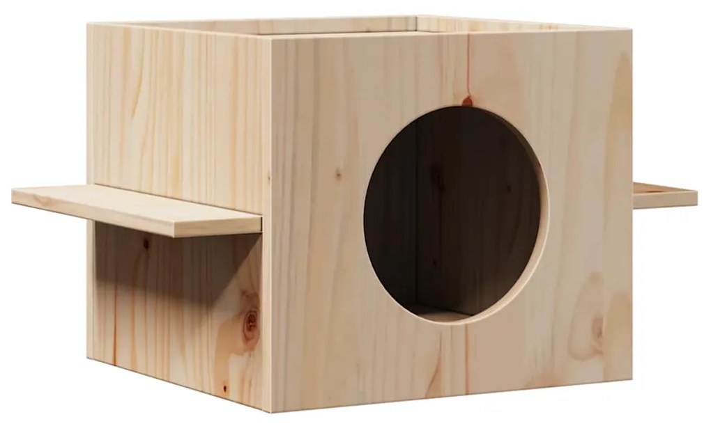 Cuccia Per Gatti 51x35x30 Cm İn Legno Massello Di Pino /