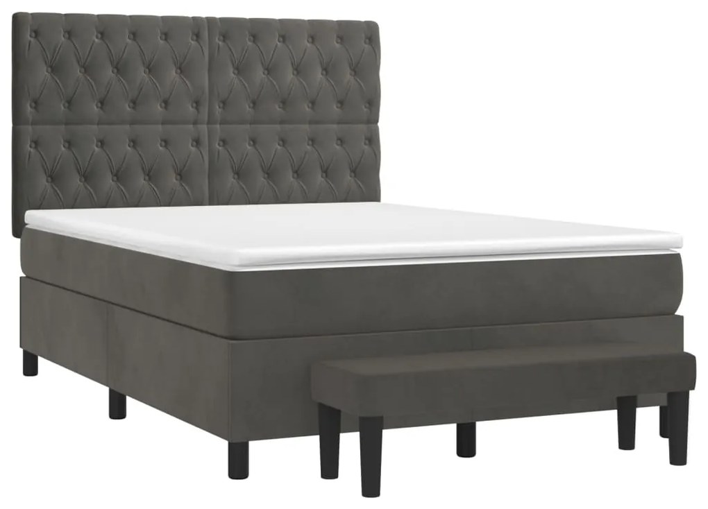 Giroletto a molle con materasso grigio scuro 140x190 cm velluto