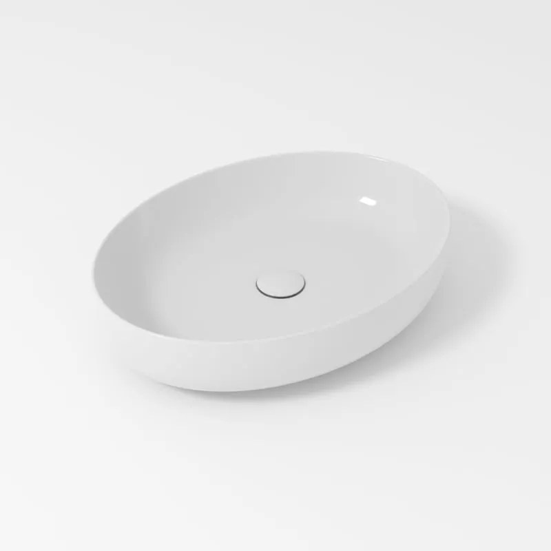 Lavabo da appoggio Wave OLYMPIA CERAMICA ovale in ceramica L 55 x H 14 x P 40 cm bianco opaco