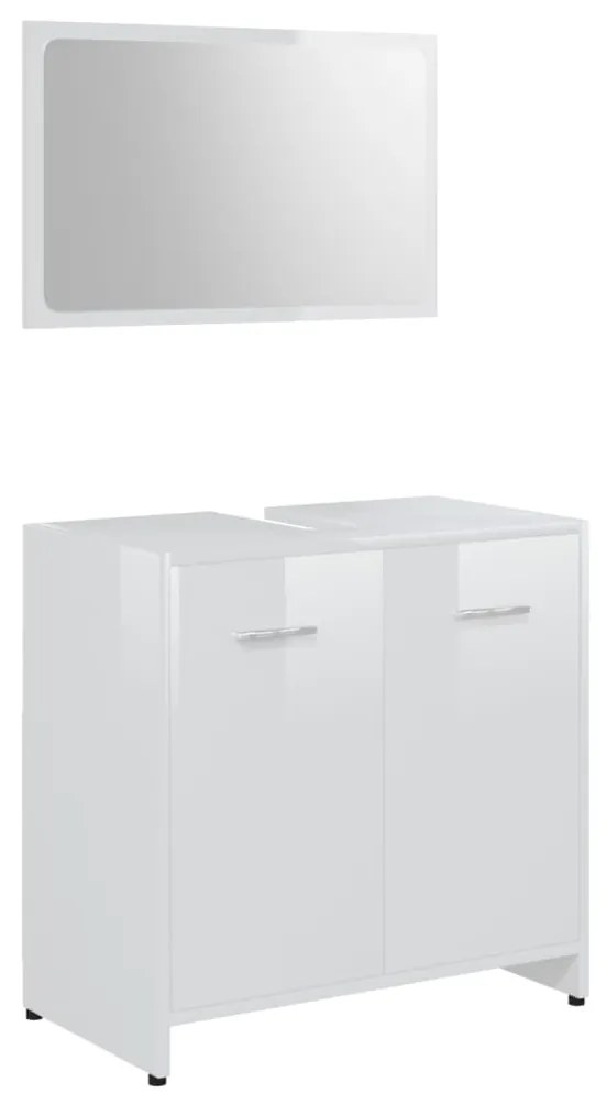 Set mobili da bagno 3 pz bianco lucido in truciolato