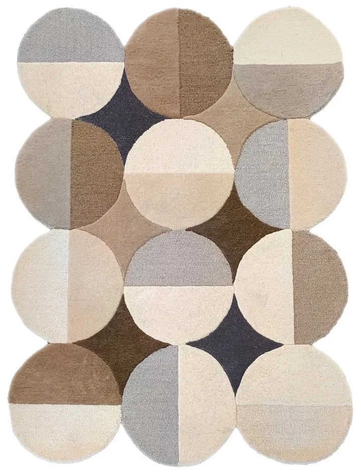 Tappeto greige in lana tessuto a mano 200x290 cm Mia Ellipse – Flair Rugs