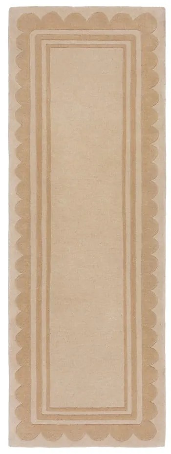 Tappeto in lana di colore naturale 80x230 cm Scallop - Flair Rugs