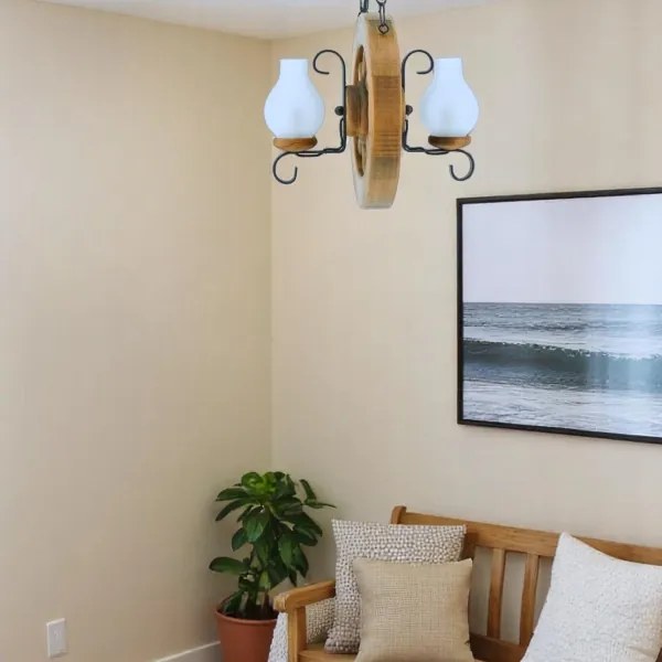 Brilagi - Lampadario a sospensione con catena ROATA 2xE14/40W/230V faggio