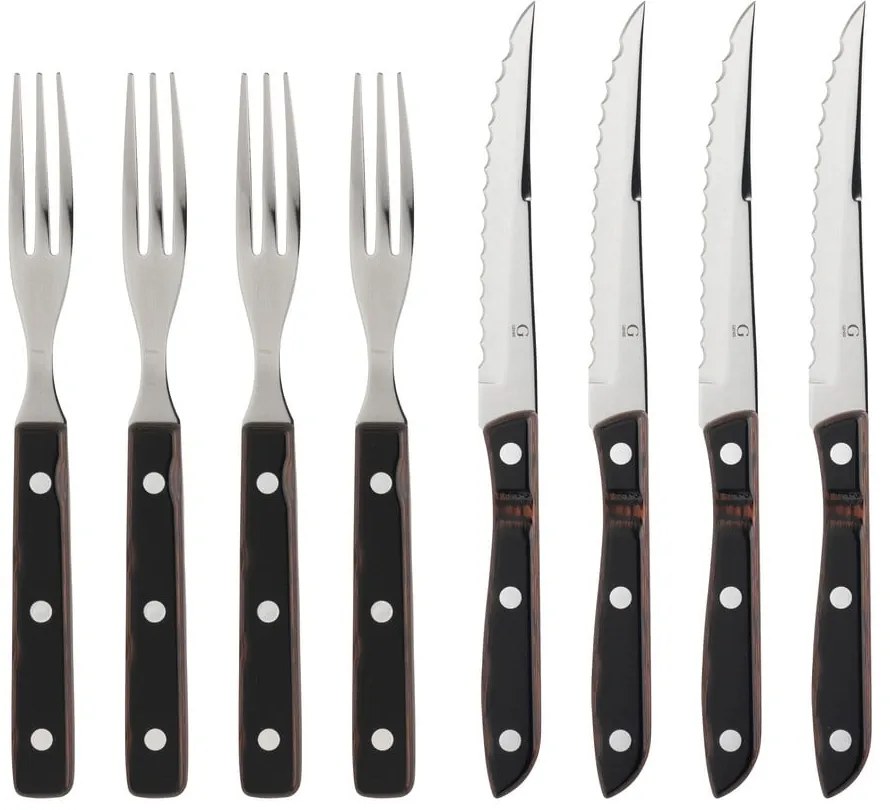 Posate nere e argentate in acciaio inox 8 pz Old Farmer Classic – Gense