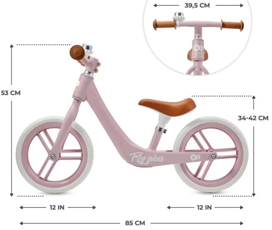 KINDERKRAFT - Bici a spinta FLY PLUS Powder rosa