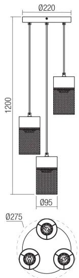 Redo 01-3142 - Lampadario a sospensione con filo STEM 3xE27/42W/230V