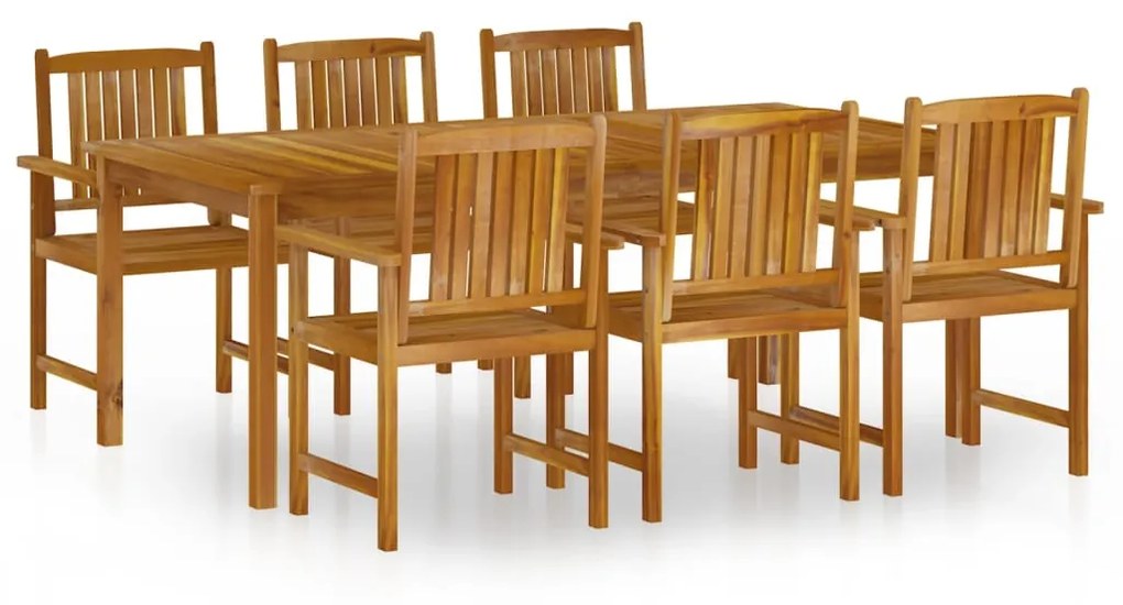 Set da pranzo per giardino 7 pz in legno massello di acacia