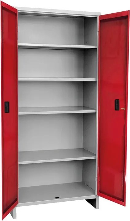 Armadio alto Pratiko C in acciaio, grigio e rosso L 80 x H 179.5 x P 40 cm 2 ante