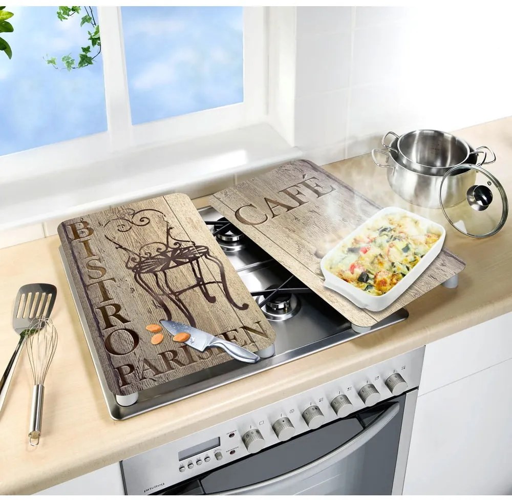 Set di 2 coperchi in vetro per fornello Bistrot, 52 x 30 cm Café - Wenko