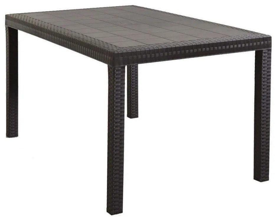 CALIGOLA - set tavolo in resina effetto rattan cm 150 x 90 x 74 h con 4 sedie Alma