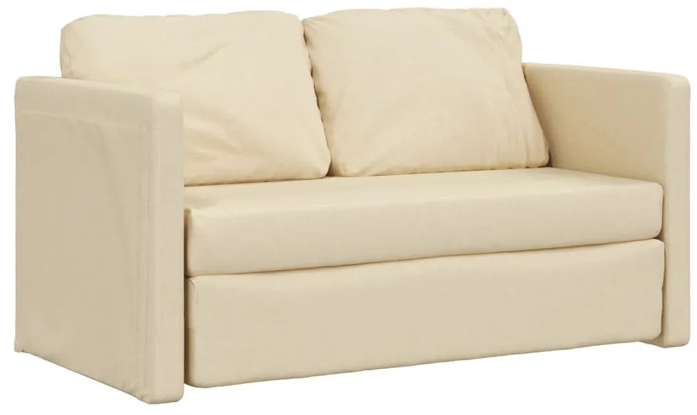 Divano letto da terra 2 in 1 crema 112x174x55 cm tessuto