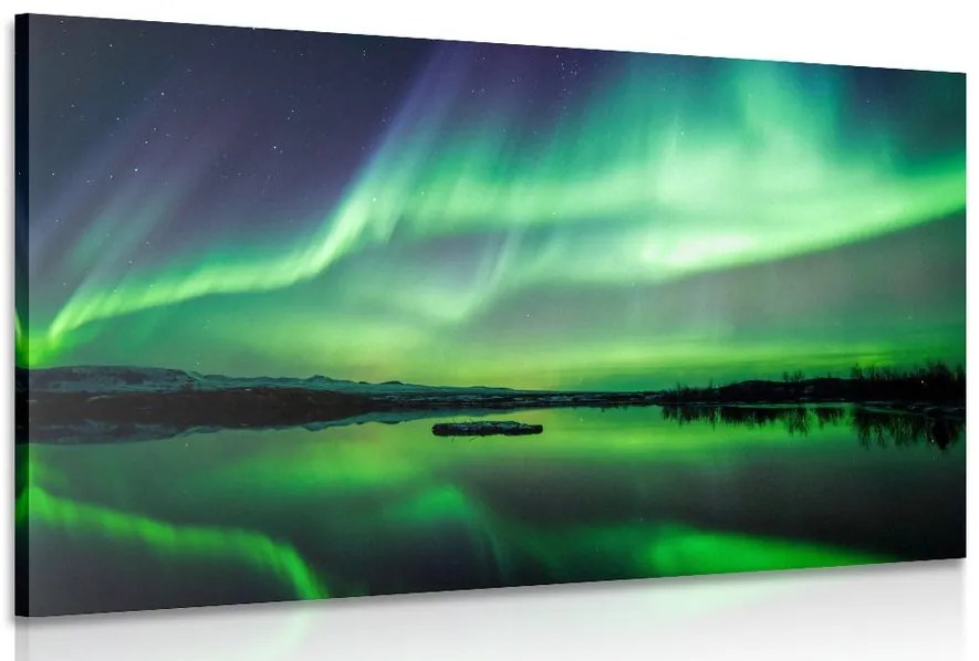 Stampa su tela – Aurora boreale verde