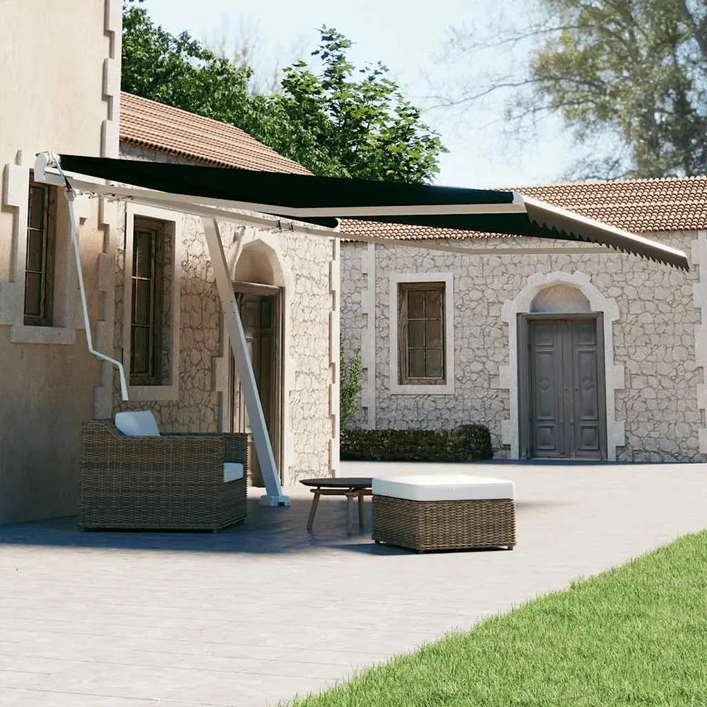Tenda Sole Retrattile Automatica Con Palo 400x300 Cm Antracite /