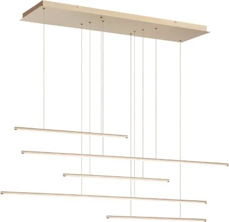 Lampada a sospensione Led in metallo verniciato Oro - GENIUS 5 Luci 125 cm