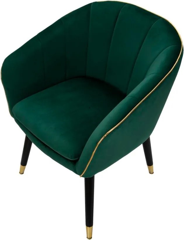 Poltrona Paris 62x58x78 cm in Legno Spugna Metallo e Poliestere Verde e Oro...