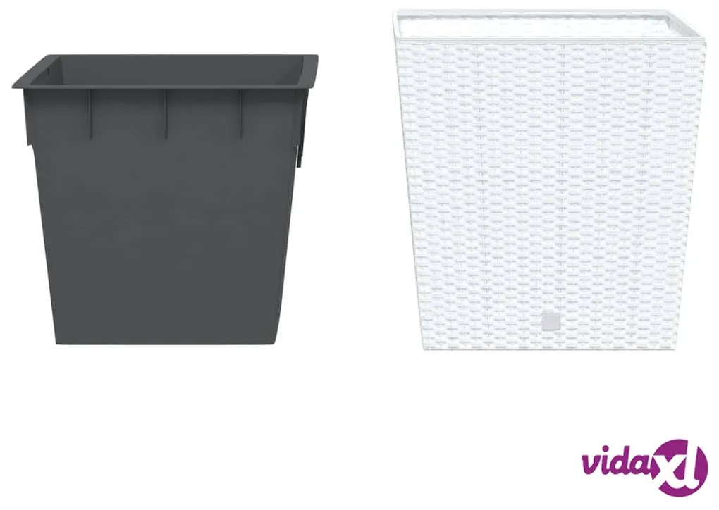 vidaXL Fioriera con Interno Rimovibile Bianco 37 / 64 L PP Rattan