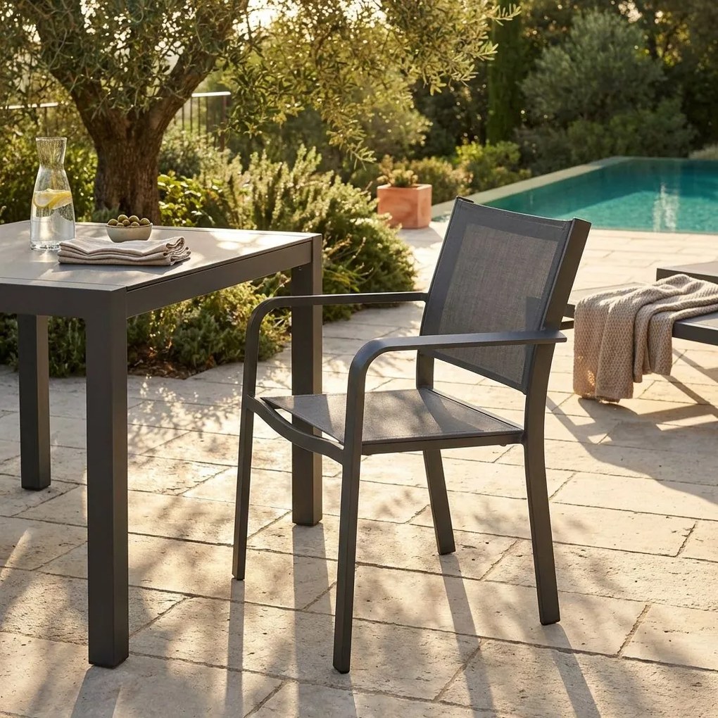 SPLENDOR - poltrona da giardino in alluminio e textilene impilabile