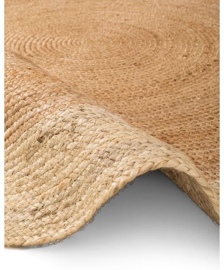 Tappeto rotondo di colore naturale in iuta reversibile e tessuto a mano ø 200 cm Jutta Gold – Hanse Home