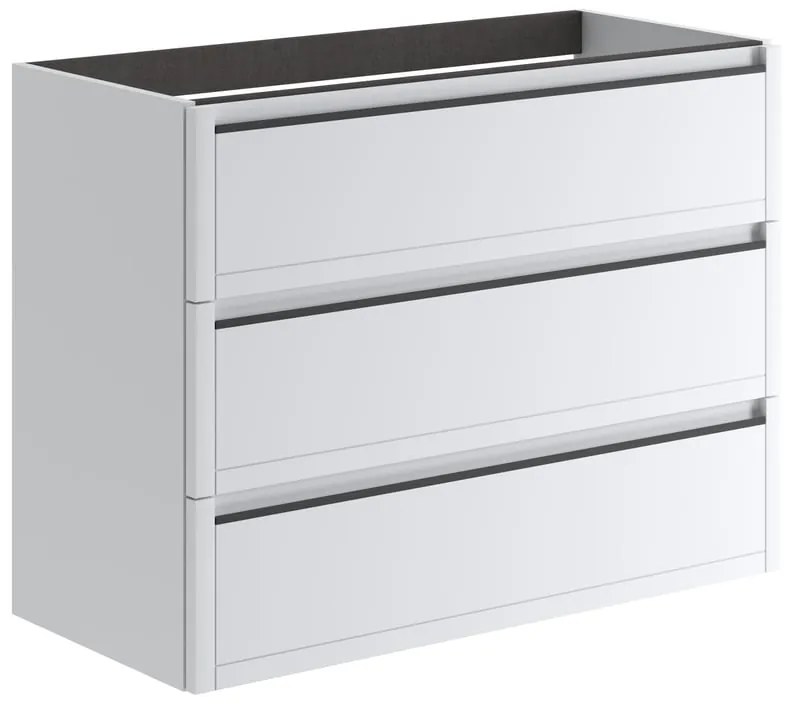 Mobile da bagno sospeso sotto lavabo L 99.5 x H 78 x P 45.5 cm bianco opaco, 3 cassetti TRATTO