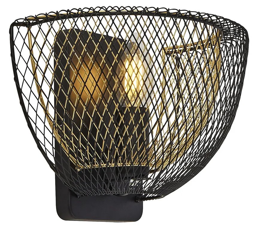 Applique Industrial-Nordico Favo Acciaio Nero Oro 1 Luce E14