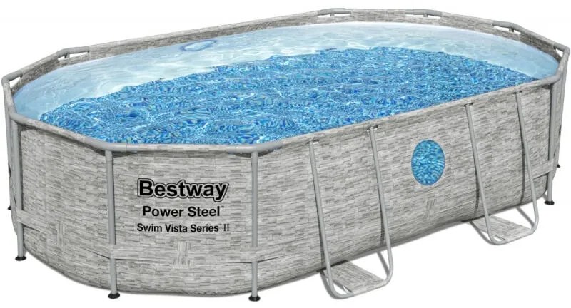 Piscina Ovale Fuori Terra Bestway POWER STEEL 488X305X107 Cm - Con Viat Oblo'