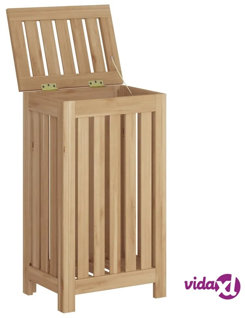 vidaXL Cesto del Bucato 35x25x60 cm in Legno Massello di Teak