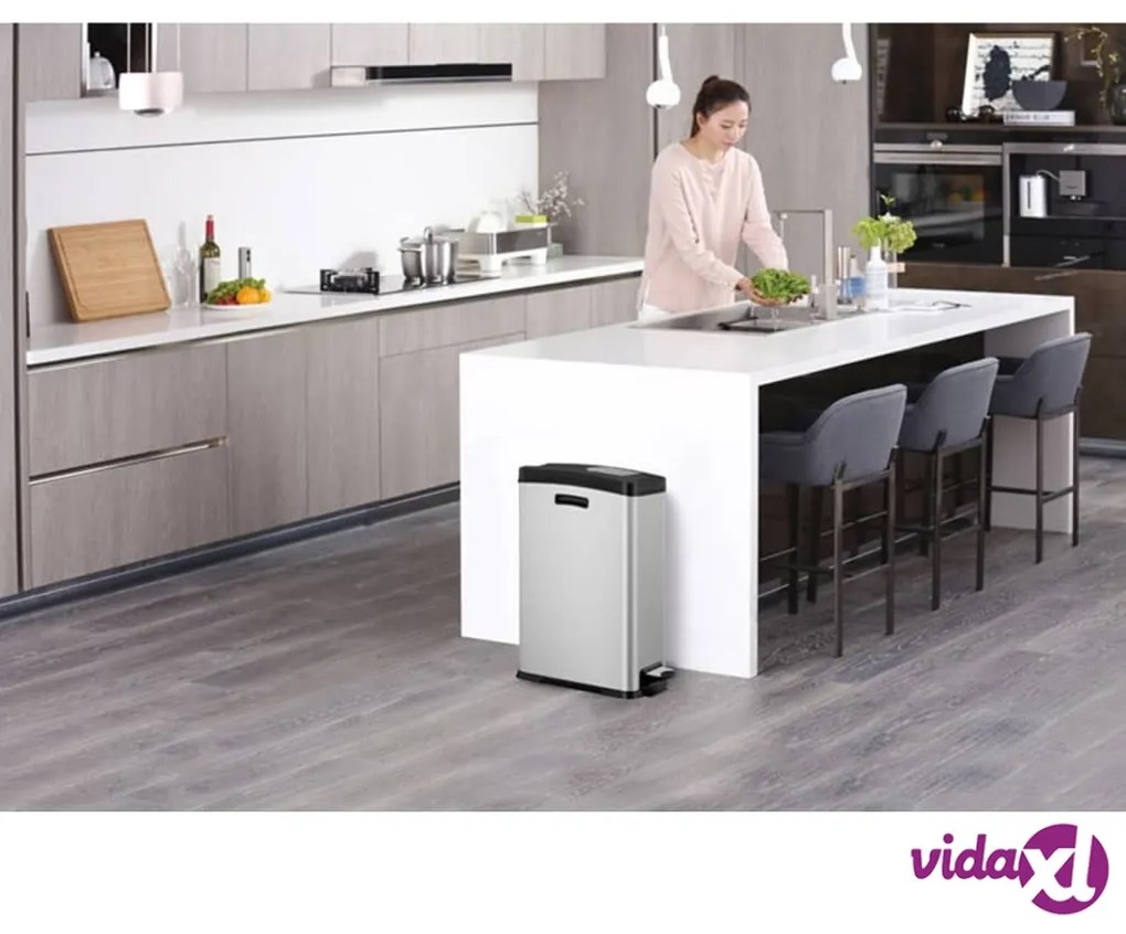 EKO Pattumiera a Pedale Rejoice 30 L Argento Opaco