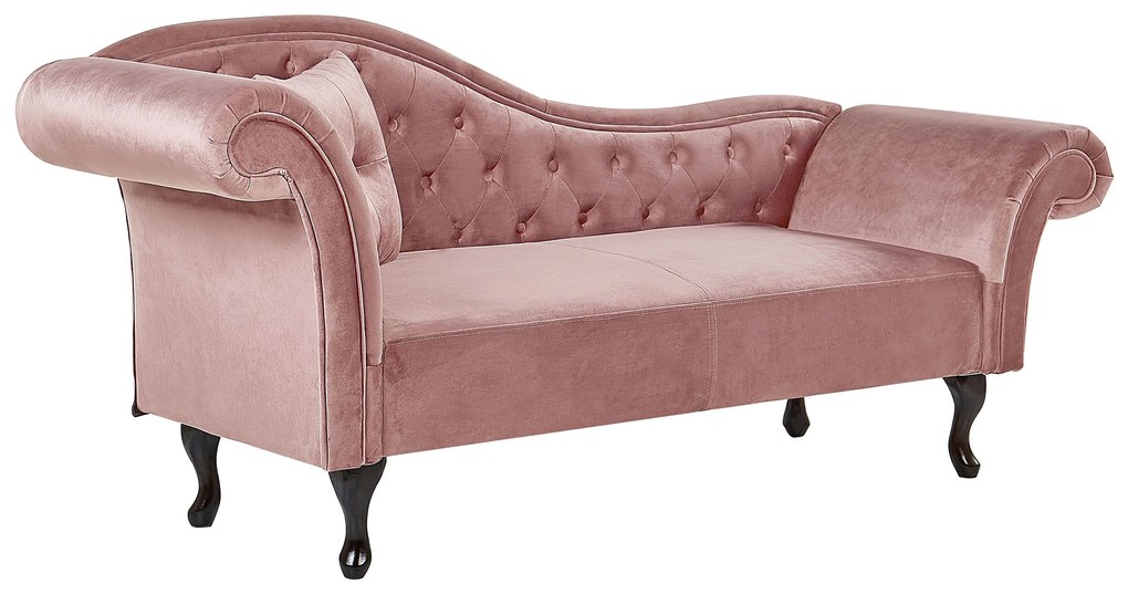 Chaise longue per lato sinistro in velluto rosa LATTES Beliani