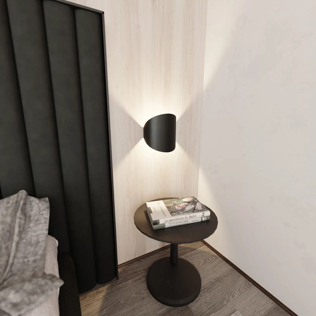 Applique Minimal 1 Luce Indiretta Agni In Acciaio Nero