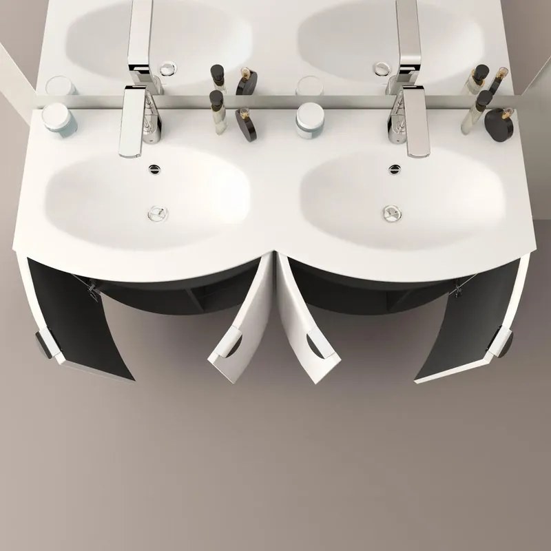 Mobile bagno sospeso con lavabo L 138 x H 70 x P 51 cm bianco opaco per doppia vasca Onda