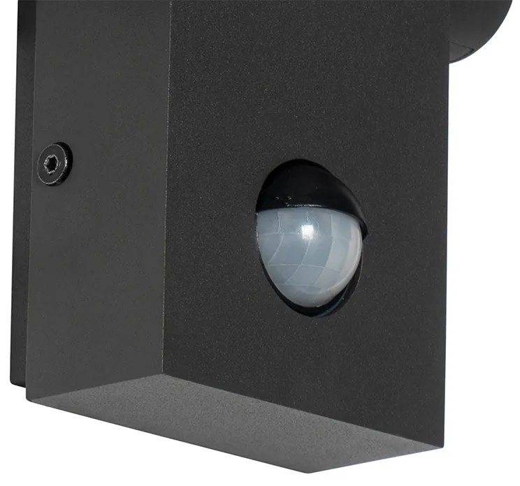 Applique da esterno antracite con LED IP54 e sensore di movimento - Zane